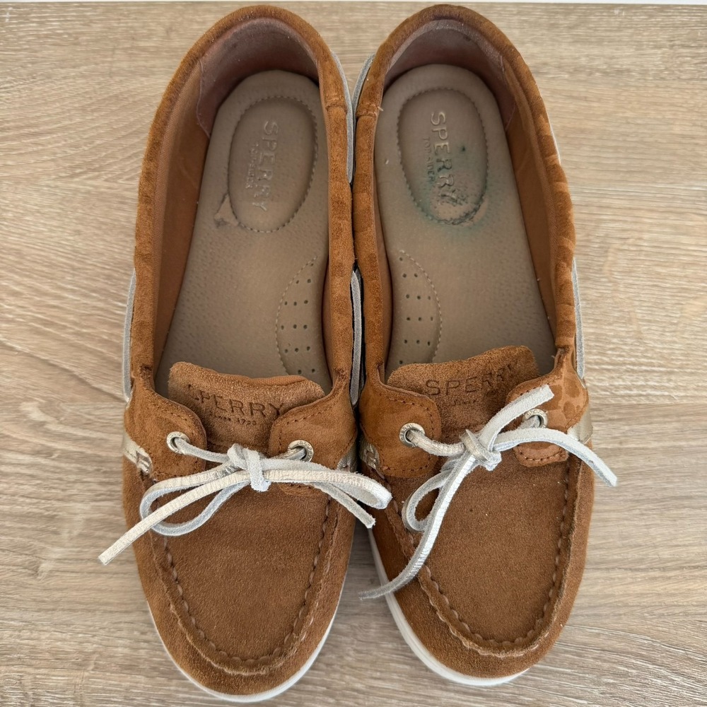 Sperry Coastfish Woman's Boat Shoes Tan Size 7.5‎ Cheetah